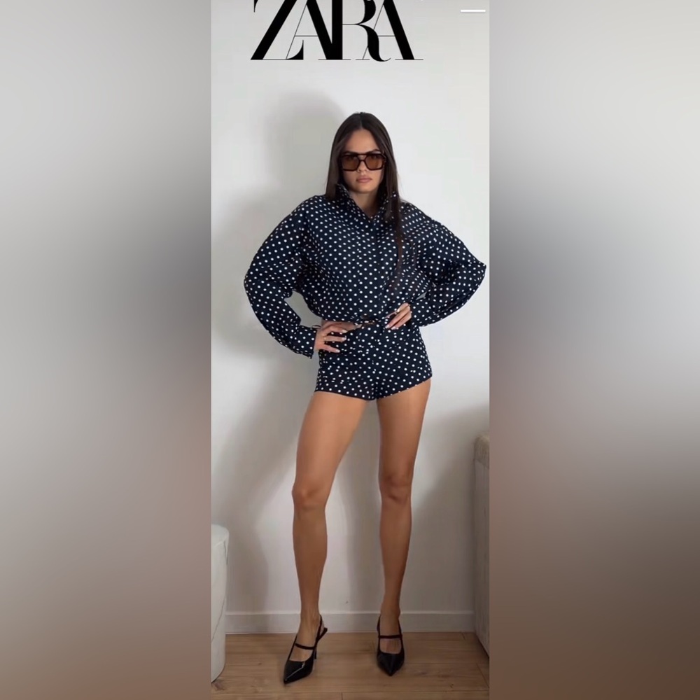 Zara Navy & White Polka Dot jacket